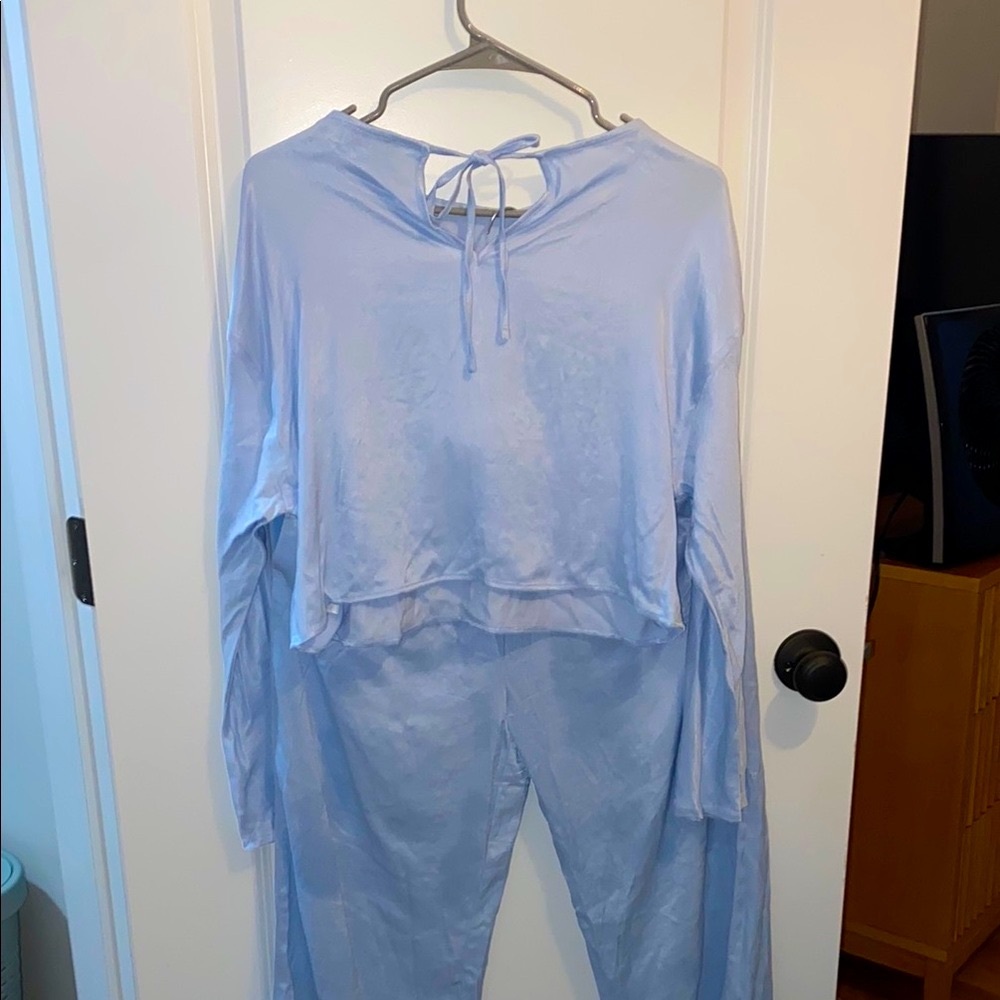 Something Navy Light Blue Viscose Two-Piece Lounge Set - Picture 2 of 6